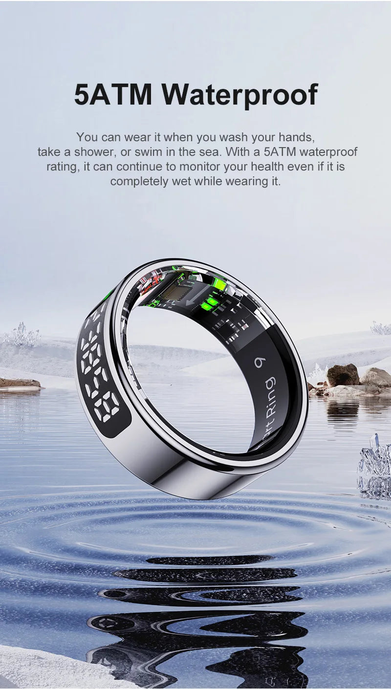Smart Ring with Touch Control Tasbeeh Counter & Waterproof Health Tracker SpO2 Sleep Tracker