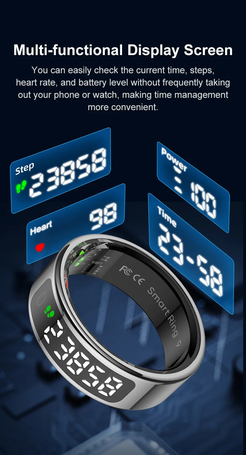 Smart Ring with Touch Control Tasbeeh Counter & Waterproof Health Tracker SpO2 Sleep Tracker