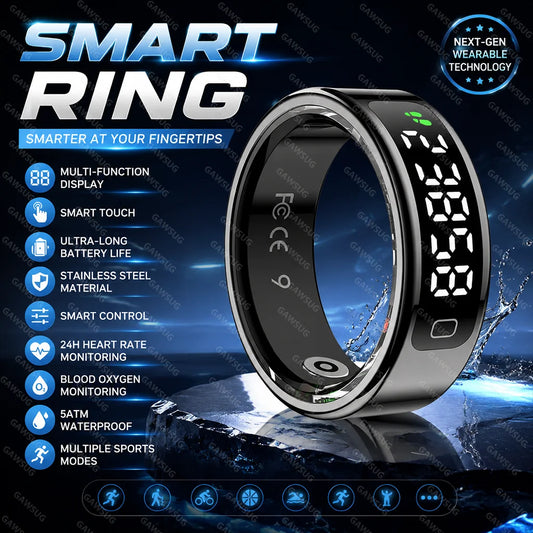 Smart Ring with Touch Control Tasbeeh Counter & Waterproof Health Tracker SpO2 Sleep Tracker