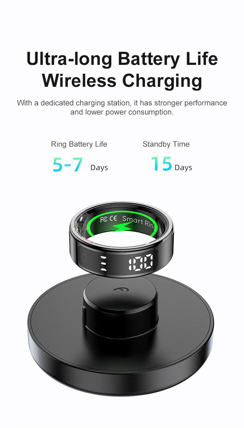 Smart Ring with Touch Control Tasbeeh Counter & Waterproof Health Tracker SpO2 Sleep Tracker